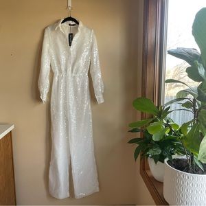 Boohoo Wide Leg Sequin Jumpsuit